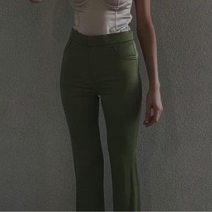 Zara Green Satin Flared Pants size S